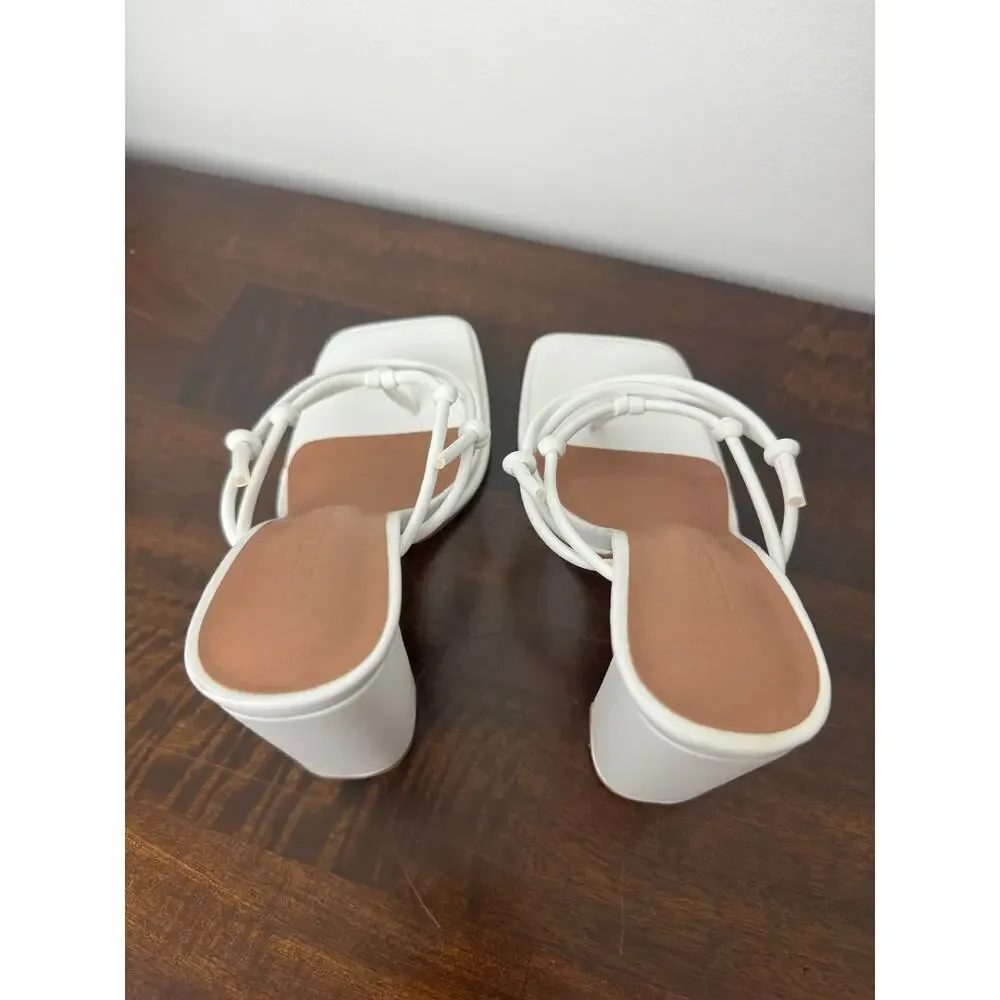 Strappy Block Heel Sandals, White, Size 7 - Gabrielle Union x FTF